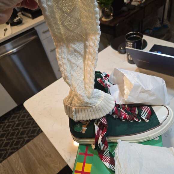 Converse W Chuck 70 High 'X-Mas Gingerbread & Knit Sock Sneakers A12455C MENS 10 - Picture 8 of 16